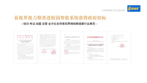易視界視力篩查進校園只能系統(tǒng)獲得政府招標校園篩查系統(tǒng)政府招標成功